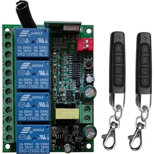 Smart Multiple AC110V 220V 230V 10A 433 MHz 4CH 4 CH 4 Channel Wireless Relay RF Remote Control Switch Receiver+Transmitter