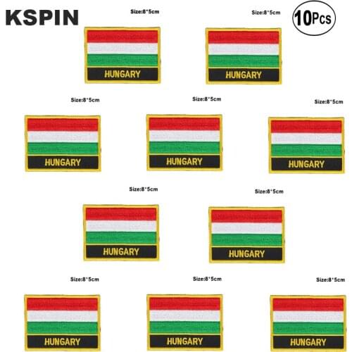 Hungary Flag Embroidery Patches Iron on Saw on Transfer patches Sewing Applications for Clothes in Home&Garden