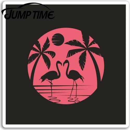 Jump Time for Tropical Silhouette Vinyl Stickers Flamingo Sticker Luggage Truck Window Bumper Decal Waterproof Accessories