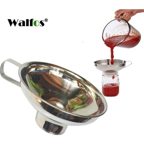 WALFOS 1pc Wide Mouth Funnel Stainless Steel Canning Funnel Hopper Filter Food Pickles Jam Enema Powder
