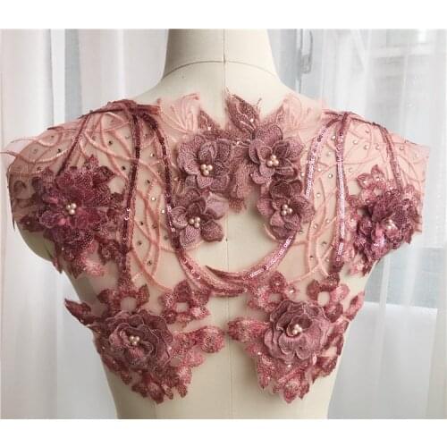 1pcs High quality 3D flower beaded embroidered patch applique for wedding evening dress sewing clothing accessories patches