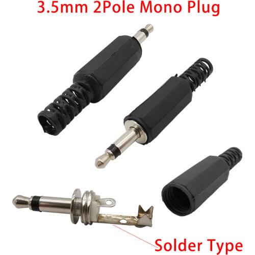 10/5/2Pcs 3.5mm Headphone Cable Extension Connector Adapter Solder Type 3.5mm Male Mono Plug Jack Single Channel DIY Audio Plug