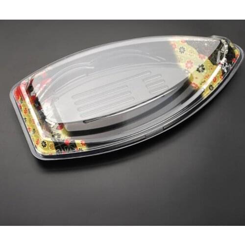 10pcs Japanese Boat Style Clear Plastic Sushi Take Away Box Food Packing Box Dinnerware Container