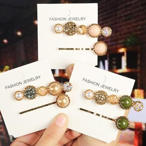 Korean 2PCS/Set Girls Lovely Crystal Pearls Hair Clips Sweet Hairpin Womens Hairwear Barrettes Kids Hair Accessories Set 2020