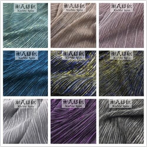 3Meters Pleated Silk Spring Summer Electro-optic Gradient Star-color Gauze Mesh Fabric See-through Nightclub Crumpled Fabric