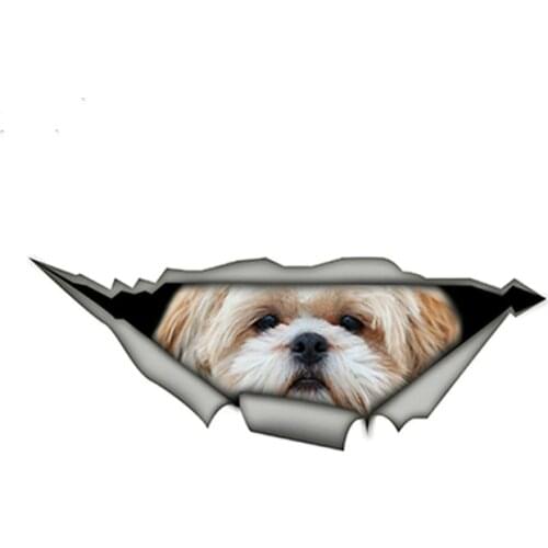 Lovely Pet Dog Car Sticker Shih Tzu 3D PVC Decal Creative Modified Waterproof Automobiles Decoration,15cm*6cm