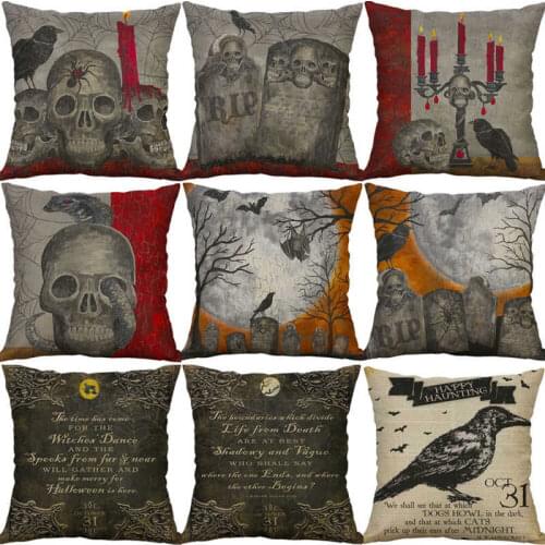 Case 18\" Decor Cover Pillow Print Cushion Sofa Halloween Home Cotton Linen