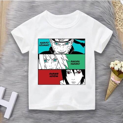 Uzumaki NarutoT Shirt Kids Harajuku Cartoon 2021 Hip Hop Japan Anime Tshirt Funny Uchiha Sasuke Haruno Sakura Fashion Tees Male