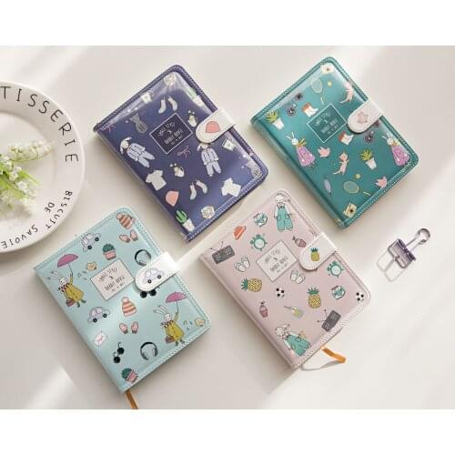 A6 Kawaii cartoon leather hardcover school student colored diary notebooks candy agenda planner organizer stationery