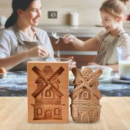 Cookie Mold Provence Rose Stamp Embossing Mold Craft Wooden Pine Cone Shaped Gingerbread Chocolate Fondant Cake Baking Tool