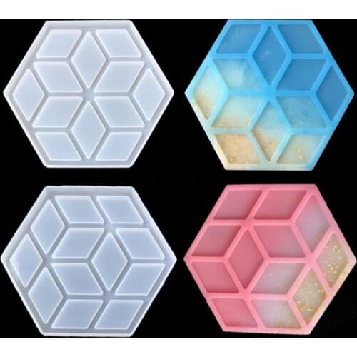 Hexagon Silicone Coaster Resin Molds Resin Epoxy Casting Molds for DIY Cup Mat Jewelry Holder Home Decoration