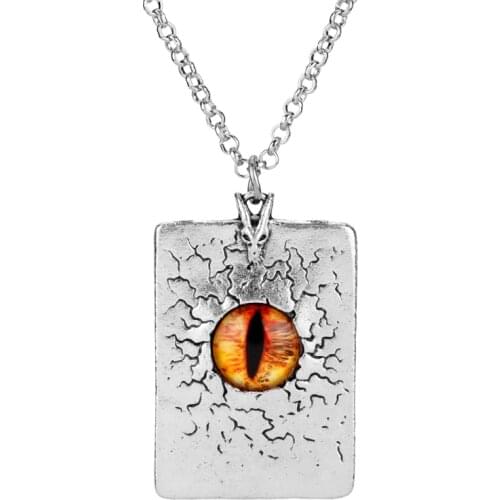 The Eye of Sauron Necklace Crack Square Pendant Necklaces Women Men Hip Hop Charm Jewelry Metal Key Chain Collar