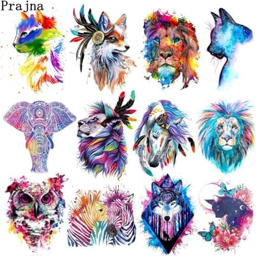 Colorful Punk Animal Patch Iron-on Tansfer Patches For Clothing Thermal Stickers Cat Applique Heat Transfers Patches For Clothes