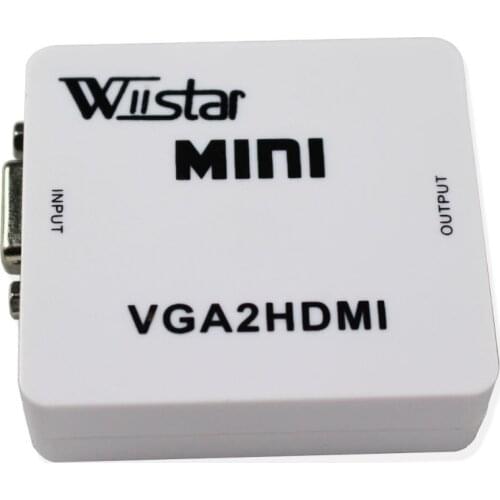 Mini VGA to HDMI Converter VGA2HDMI Audio Video Adapter with 3.5mm Audio Full HD 1080P for HDTV PC