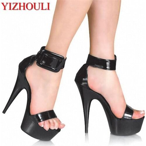 15cm Fashion sexy pure color ultra high heels, posed the catwalk props high-heeled sandals