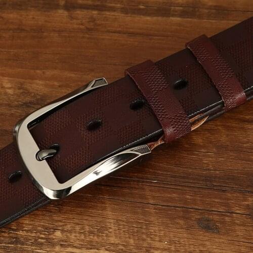 Anxianni Top male belt for mens high quality cow genuine leather belts hot sale strap fashion new jeans pin Buckle