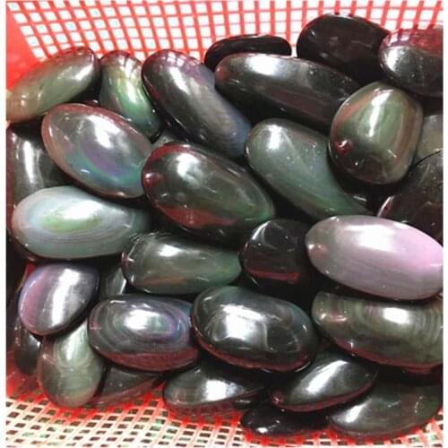 Natural Rainbow Obsidian Palm Stone Crystals Gmstones For Decoration