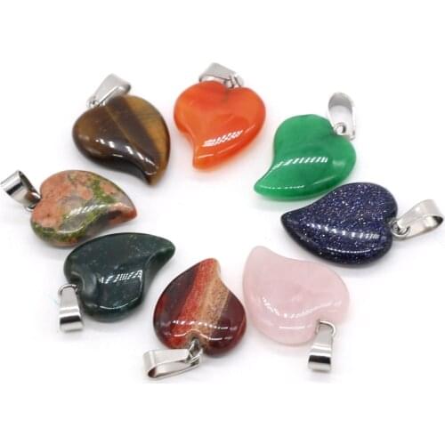 New Fashion Hearts Crystal Agates Pendant Charms Natural Tiger Eye Stone Quartz Pendants for DIY Necklace Earring Jewelry Making