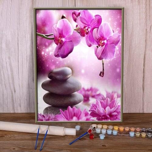 Landscape Flower Painting By Numbers Complete Kit Acrylic Paints 50*70 Canvas Pictures Wall Decoration For Children Handicraft