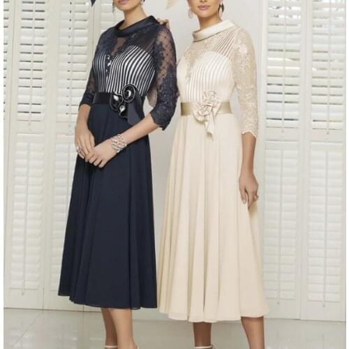 Tailor Shop mother of bride dress bride mother outfit party dress occasion wear ribbon linear top bodice and roll collar