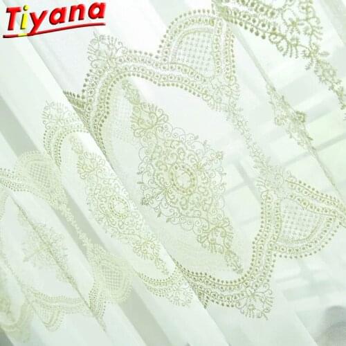 Luxury Embroidered Tulle Curtains for Living Room European Style Eembroidery Transparent Gauze for Kitchen Bedroom X-M244#30
