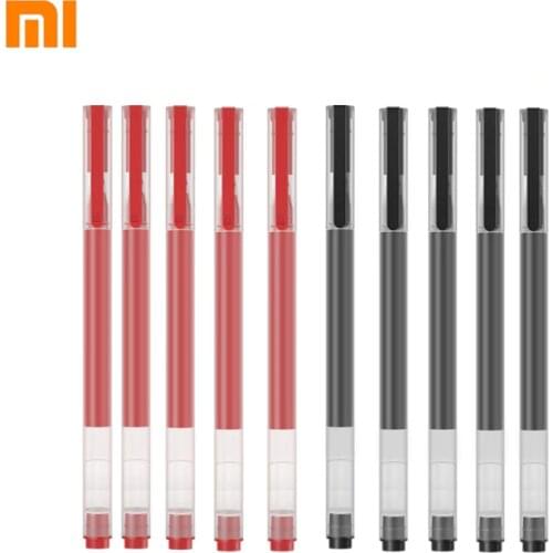 10pcs Xiaomi Sign Pen Mijia Gel Pens 0.5MM Super Durable Black Red Ink Smooth Switzerland Refill Mikuni Japan Ink Drop Shipping