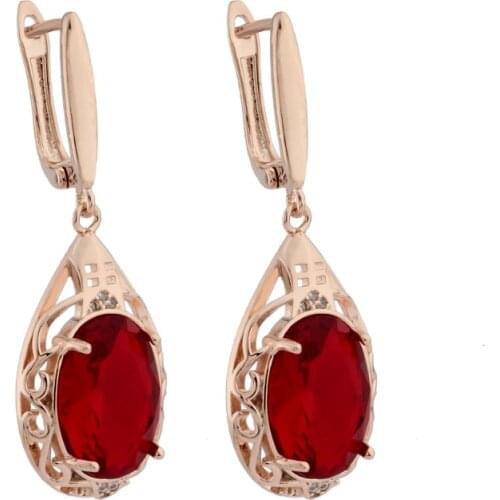 New Trend Earrings Hot Sale Women Party Fashion Jewelry Oval Blue Natural Zircon Luxury Dangle Earrings 585 Rose Gold Earrings