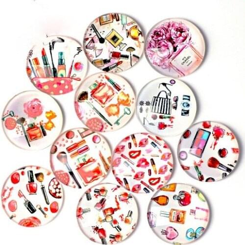 50PCS Mixed Cosmetic Pattern Button Snap Jewelry Charm Fit For 18mm Snap Jewelry Button Bracelet&Necklace Jewelry