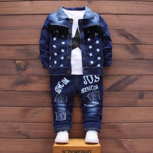 Baby Boy First Birthday Outfit Fashion Denim Jacket + T-shirts + Jeans 3PCS Girls Clothes Kids Bebes Jogging Suits Tracksuits