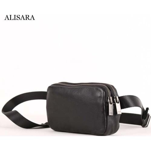 Alisara Youth Chest Bag First Layer Cow Leather Ladies Casual Waist Packs Women Travel Small Messenger Bags Cell Phone Satchels