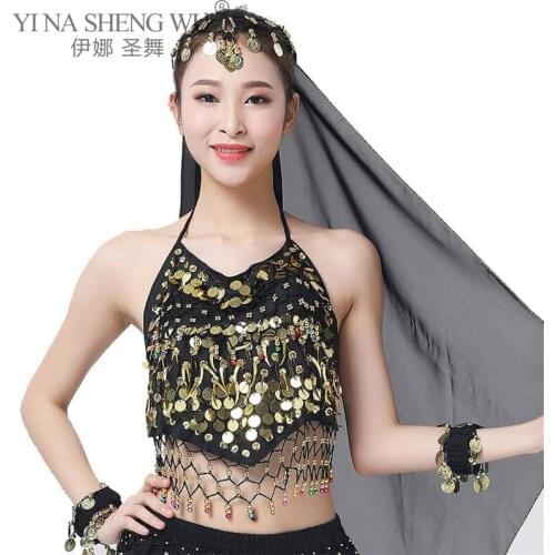 Twinkling Sequined Belly Dance Bra Crop Top Beaded Fringe Dancing Underwear Costume India Performance Sexy Shinny Tassel Bra New