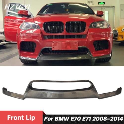 V Style Carbon Fiber Material Front Diffuser Spoiler Bumper Lip For BMW X5M E70 X6M E71 2008-2014