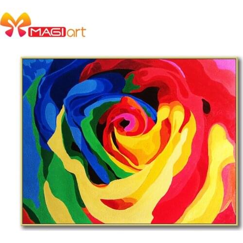 Cross stitch kits Embroidery needlework sets 11CT water soluble canvas patterns 14CT Floral style Rainboe rose-NCMF228