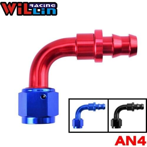 WILLIN - AN4 04AN Aluminum 90 Degree Push On Hose End Oil Cooler Hose Fitting