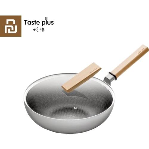 Youpin Taste Plus Stainless Steel Reticulate Pattern Wok Non-stick Pan30CM Rapid Temperature Rise for Gas Stove Induction Cooker