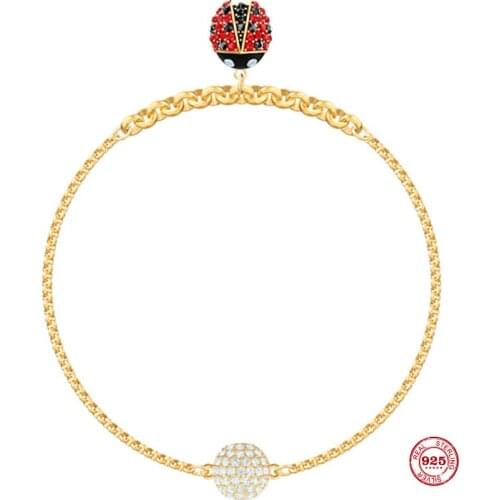 2020Fashion Charm Pure 925 Silver Original 1:1 Copy, Cute Seven-star Ladybug Exquisite Wild Bracelet Female Luxury Jewelry Gifts