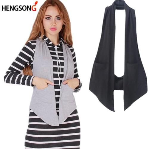 HENGSONG Women Fashion Elegant Office Lady Pocket Coat Sleeveless Vests Jacket Outwear Casual Brand WaistCoat New 858155