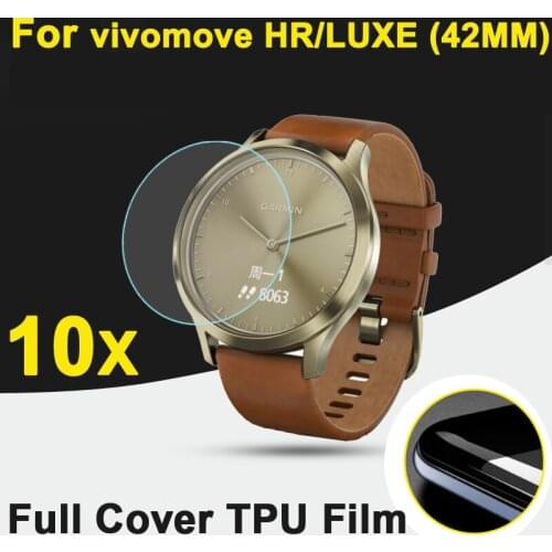 10pcs/lot Full Cover Soft TPU Anti-scratch Protective Films For GARMIN VIVOMOVE HR LUXE (42MM) Smart Watch GPS Screen Protectors