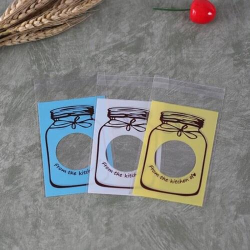 100 Pcs Candy Colors Bottle Style Cookies Candy Baking Packaging Bags,Self-adhesive Hand-made Soap Cosmetic Package Bags