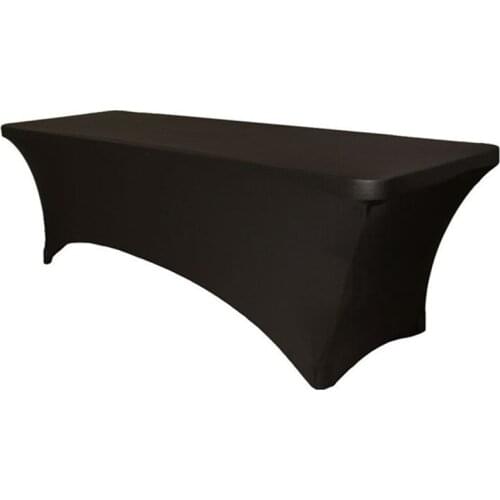 2 PACK 4Ft Fitted Polyester Tablecloths Wedding Party Table Covers Event Stretchable Tablecloth (Black)