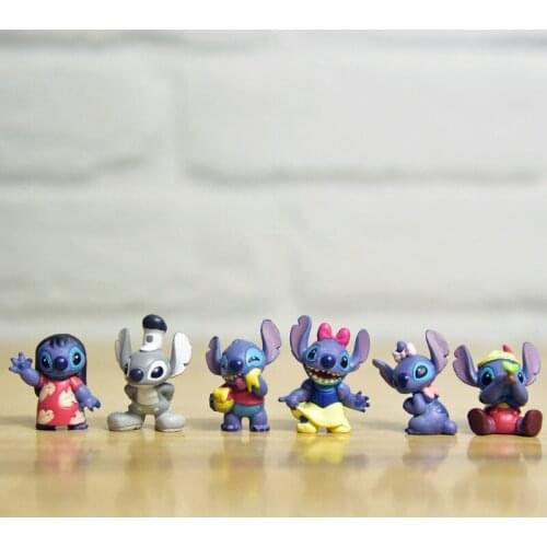 6pcs/set Disney Cartoon Lilo & Stitch Angel Mini PVC Decoration Collection Model Kids Gifts