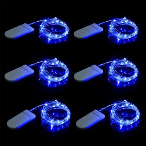 6 Pack Copper Wire Fairy Lights 2M 20LED Garland Starry String Lights Battery Operated LED Firefly Lights Decoration Copper wire