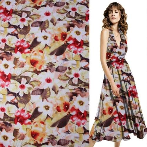 Abstract floral print silk cotton fabric 10momme silk blending cotton,SCT420