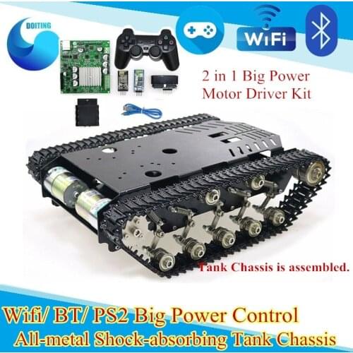 Wifi/ PS2 Control Shock Absorber Stainless Steel Tank Chassis Intelligent Robot Model Pedrail Dual DC 12V Motor for Arduino
