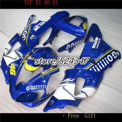 B For YZFR1 2000 2001 blue 00-01 YZF1000 2000 2001 R1 YZF R1 00 01 YZF1000 2000-2001 Fairing Set Plastic