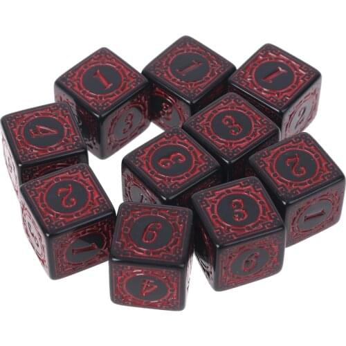 B36F 10Pcs D6 Polyhedral Dice Square Edged Numbers 6 Sided Dices Beads Table Board Role Play Game