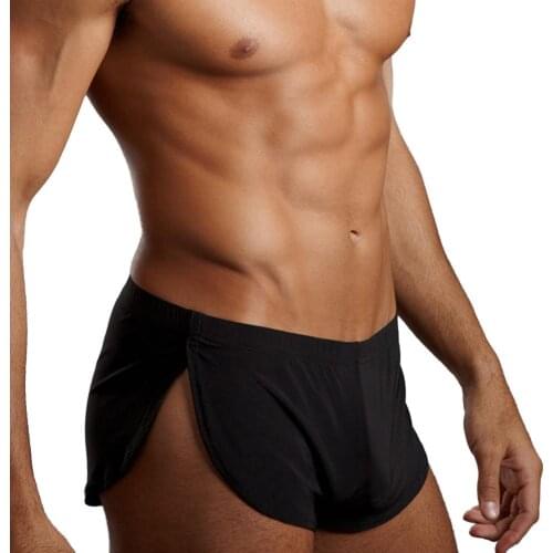 Underwear men Solid Color Casual boxer men Elastic Waistband Split Shorts Underwear Home Sportswear men clothing трусы мужские