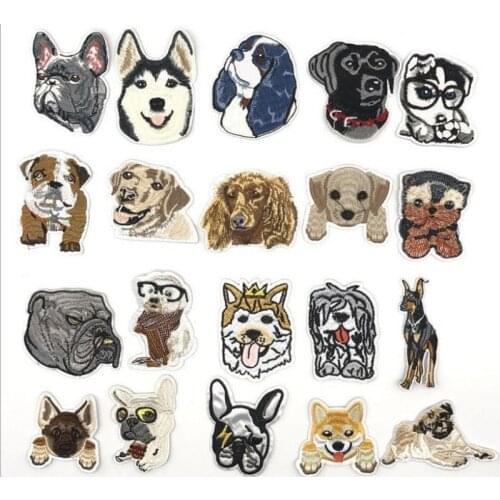 Big And Small Dogs Pugs Bulldogs Cartoon Embroidered Cloth Stickers Clothing Collocation Accessories With Adhesive Patches