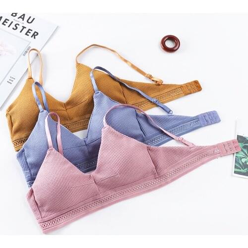Sexy Cotton Hollow Out Bras For Women Underwear Solid Color Comfort Wireless Bra Lingerie Fashion Seamless Padded Bralette New