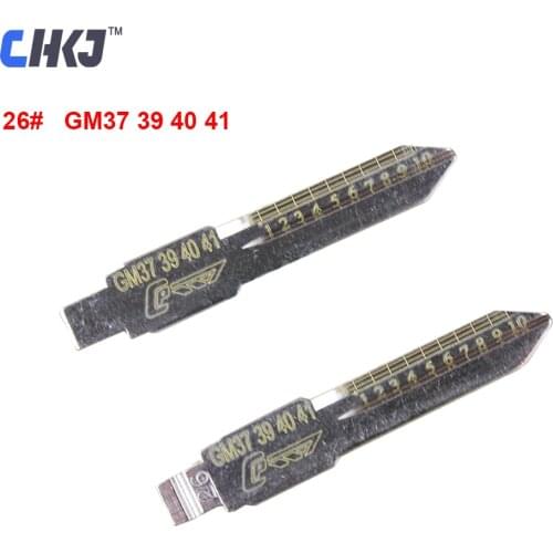 CHKJ 10pcs/lot Engraved Line Key Blank for 2 in 1 LiShi GM 37 39 40 41 NO. 26 for Buick Chevrolet Oldsmobile Pontiac Hummer